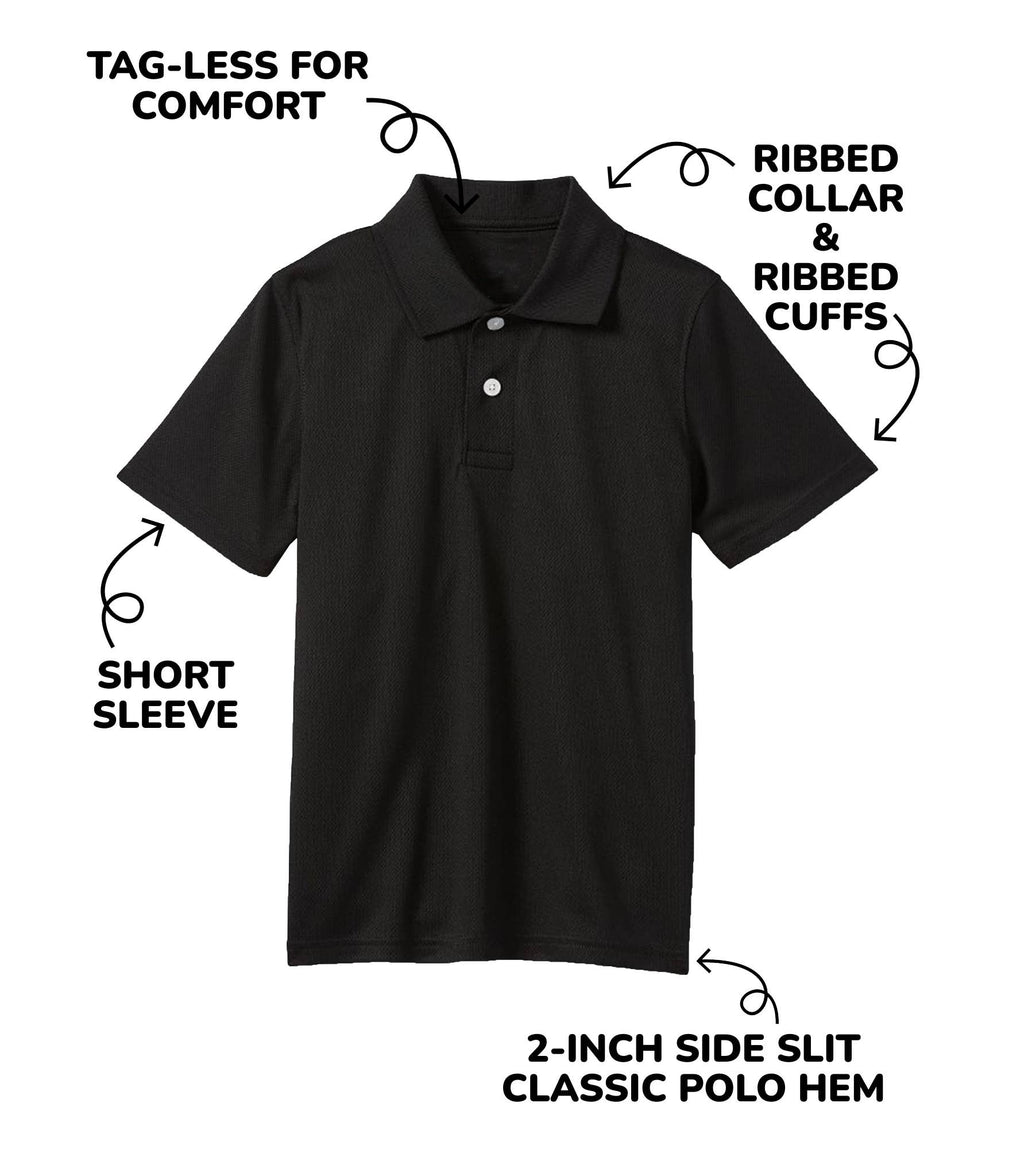 Boy's Moisture Wicking Short Sleeve Polo Shirt ( Sizes 4-20)
