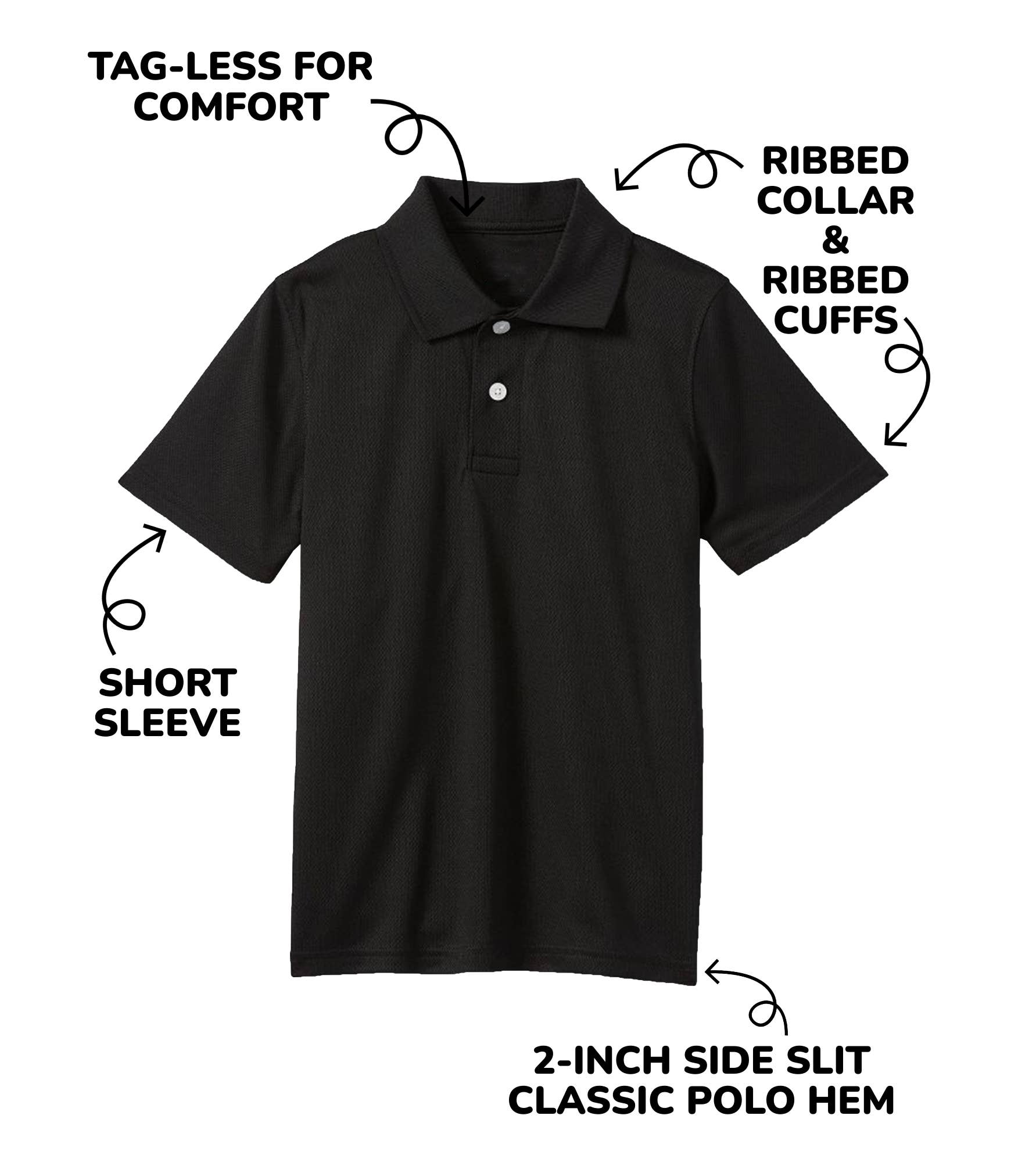 Boy's Moisture Wicking Short Sleeve Polo Shirt ( Sizes 4-20)
