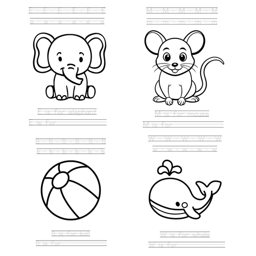 Alphabet trace and colour printable work sheet