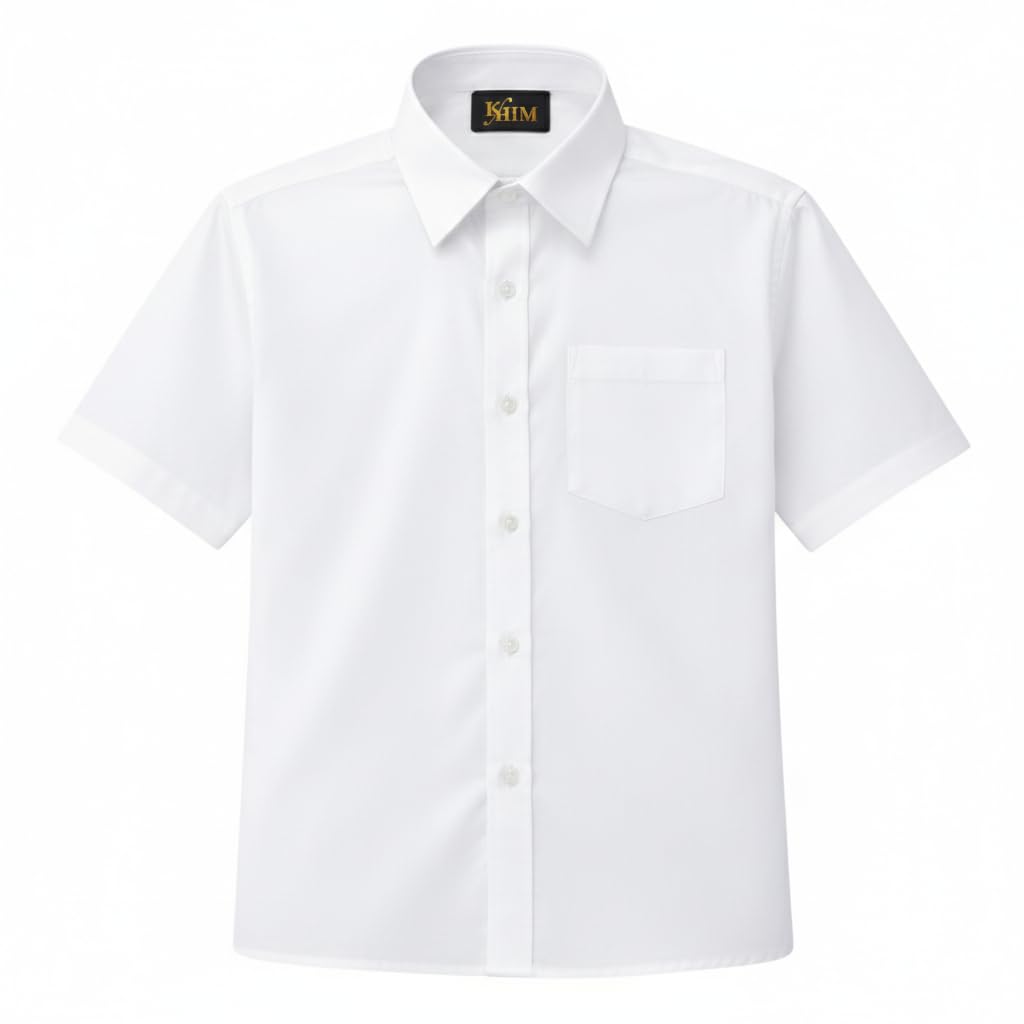 Kids Boys Full Sleeve Half Sleeve School Shirts Plain White Blue Dress Shirts 5-16 Years