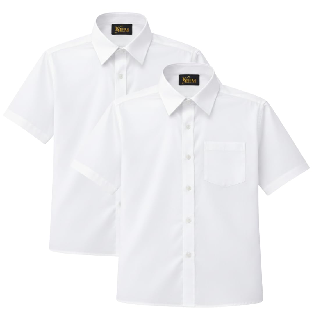 Kids Boys Full Sleeve Half Sleeve School Shirts Plain White Blue Dress Shirts 5-16 Years