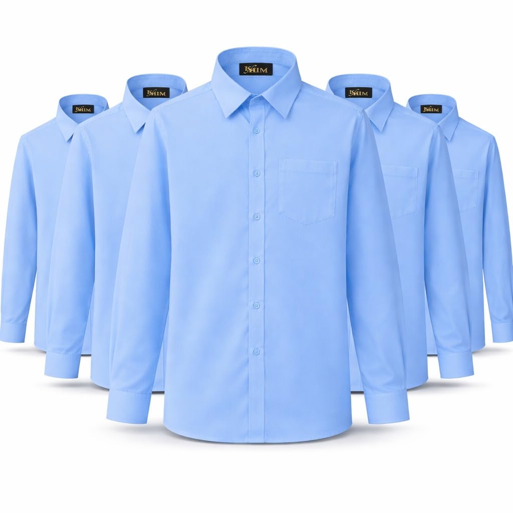 Kids Boys Full Sleeve Half Sleeve School Shirts Plain White Blue Dress Shirts 5-16 Years