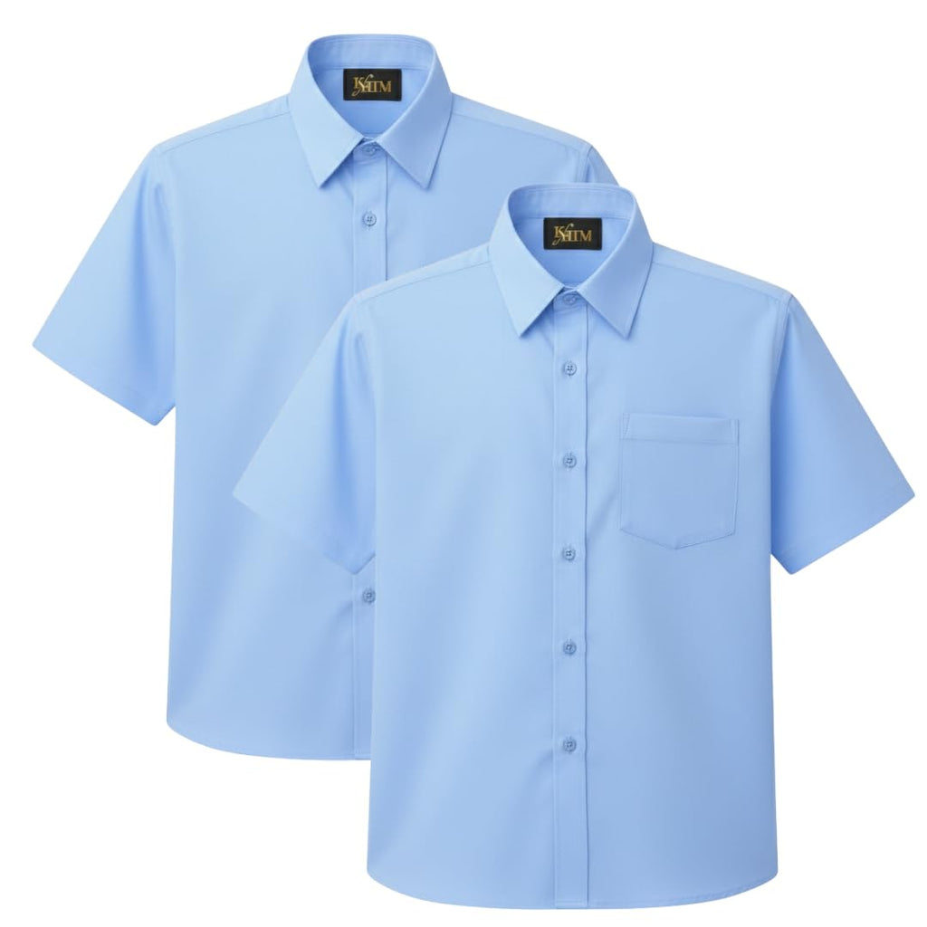 Kids Boys Full Sleeve Half Sleeve School Shirts Plain White Blue Dress Shirts 5-16 Years