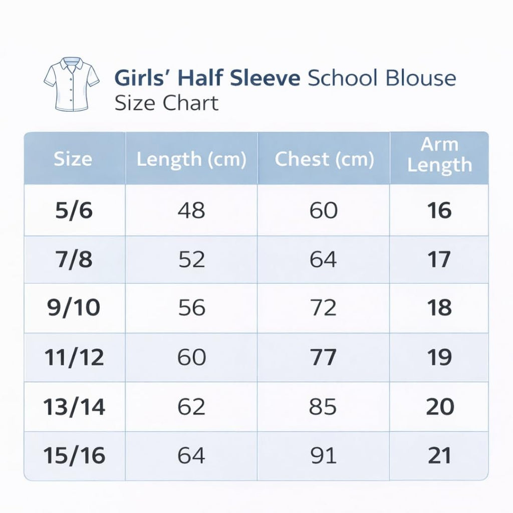 Kids Girls Full Sleeve Half Sleeve School Shirts Plain White Blue Dress Shirts Age 5 to 16 Years