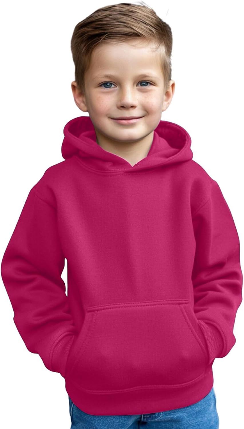 Kids Boys Girls Plain Pullover Hoodie, Sweatshirt, Fleece Hooded Jumper, PE School UNIFORM - BOYS - GIRLS Jumper, Warm Coats Long Sleeve Top New Casual Fashion For Childrens Unisex Age 3-13 Years