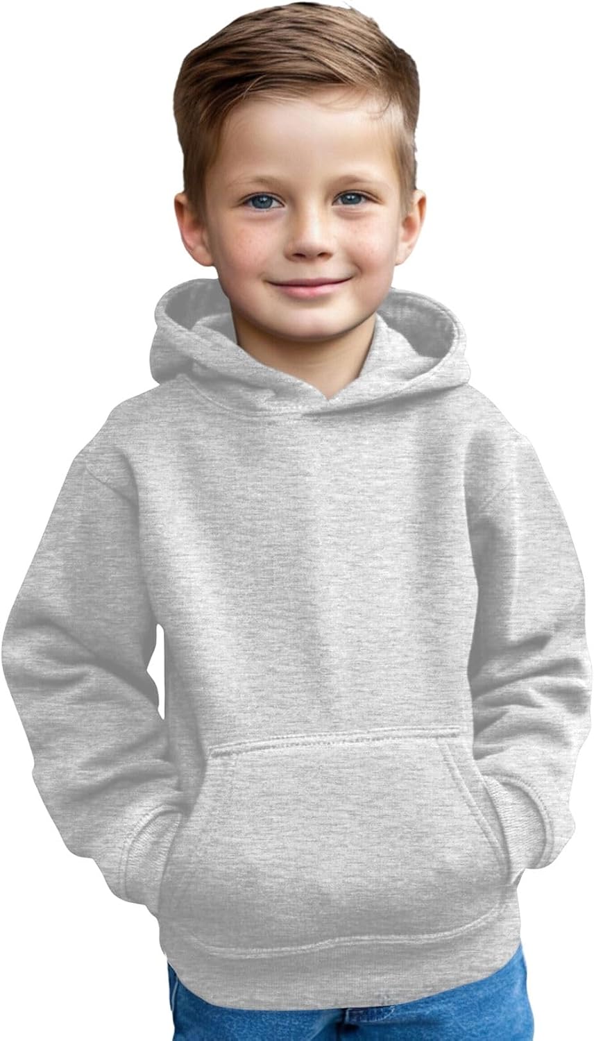 Kids Boys Girls Plain Pullover Hoodie, Sweatshirt, Fleece Hooded Jumper, PE School UNIFORM - BOYS - GIRLS Jumper, Warm Coats Long Sleeve Top New Casual Fashion For Childrens Unisex Age 3-13 Years