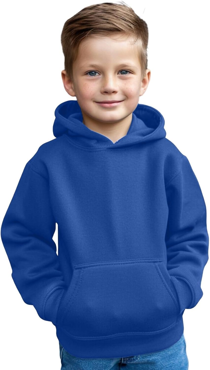 Kids Boys Girls Plain Pullover Hoodie, Sweatshirt, Fleece Hooded Jumper, PE School UNIFORM - BOYS - GIRLS Jumper, Warm Coats Long Sleeve Top New Casual Fashion For Childrens Unisex Age 3-13 Years