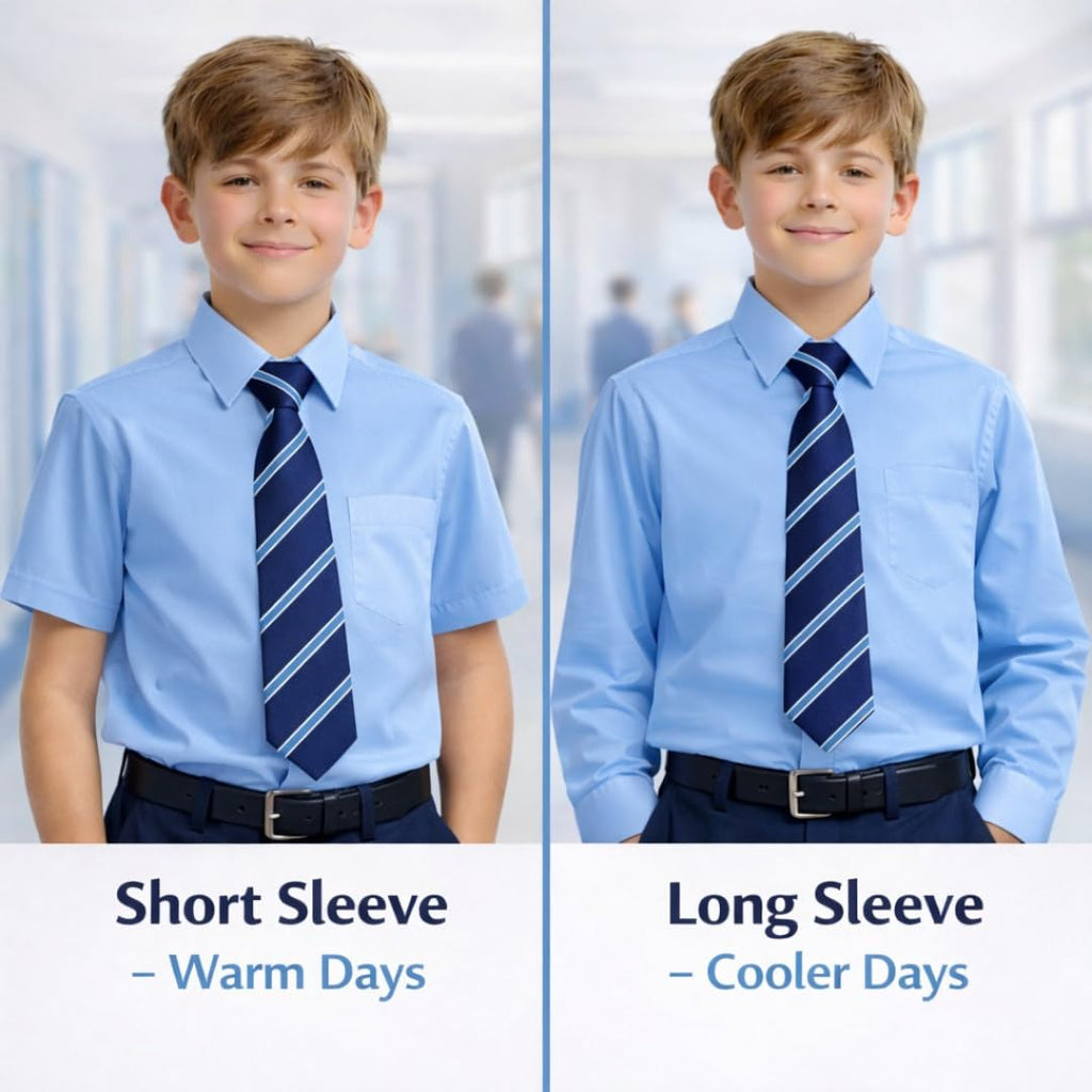 Kids Boys Full Sleeve Half Sleeve School Shirts Plain White Blue Dress Shirts 5-16 Years