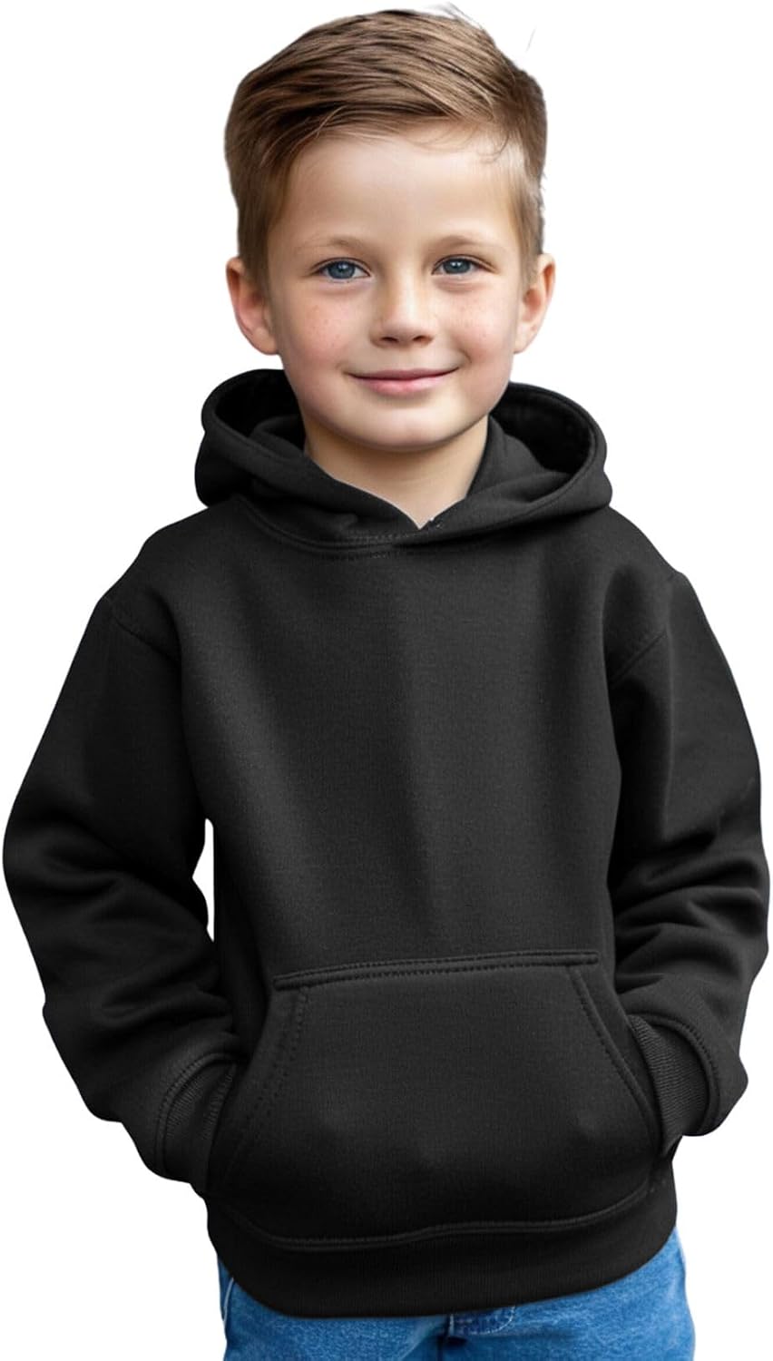 Kids Boys Girls Plain Pullover Hoodie, Sweatshirt, Fleece Hooded Jumper, PE School UNIFORM - BOYS - GIRLS Jumper, Warm Coats Long Sleeve Top New Casual Fashion For Childrens Unisex Age 3-13 Years