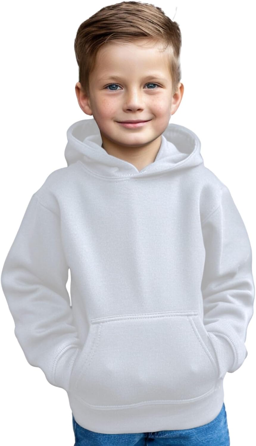 Kids Boys Girls Plain Pullover Hoodie, Sweatshirt, Fleece Hooded Jumper, PE School UNIFORM - BOYS - GIRLS Jumper, Warm Coats Long Sleeve Top New Casual Fashion For Childrens Unisex Age 3-13 Years