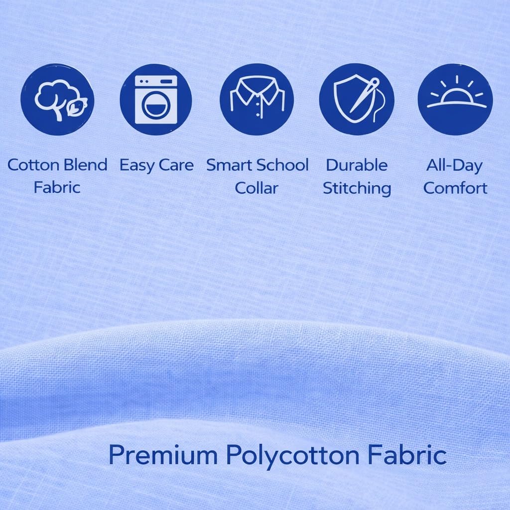 Kids Girls Full Sleeve Half Sleeve School Shirts Plain White Blue Dress Shirts Age 5 to 16 Years