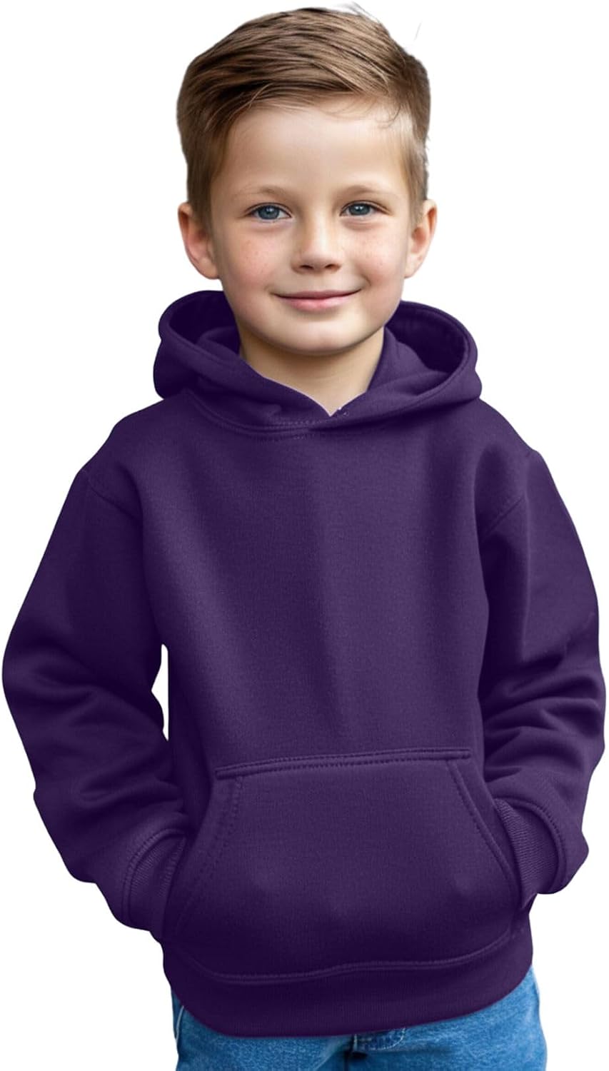 Kids Boys Girls Plain Pullover Hoodie, Sweatshirt, Fleece Hooded Jumper, PE School UNIFORM - BOYS - GIRLS Jumper, Warm Coats Long Sleeve Top New Casual Fashion For Childrens Unisex Age 3-13 Years