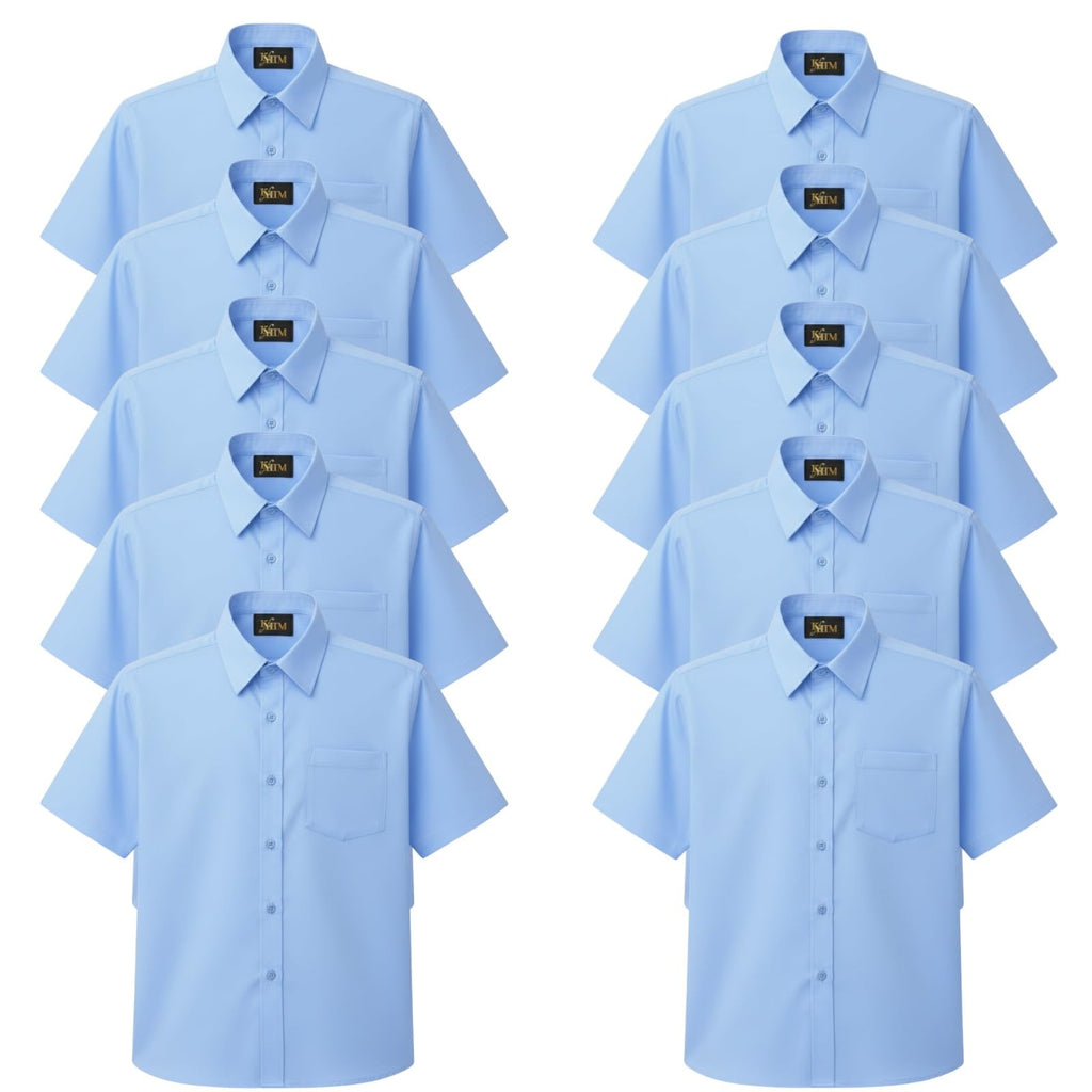 Kids Boys Full Sleeve Half Sleeve School Shirts Plain White Blue Dress Shirts 5-16 Years