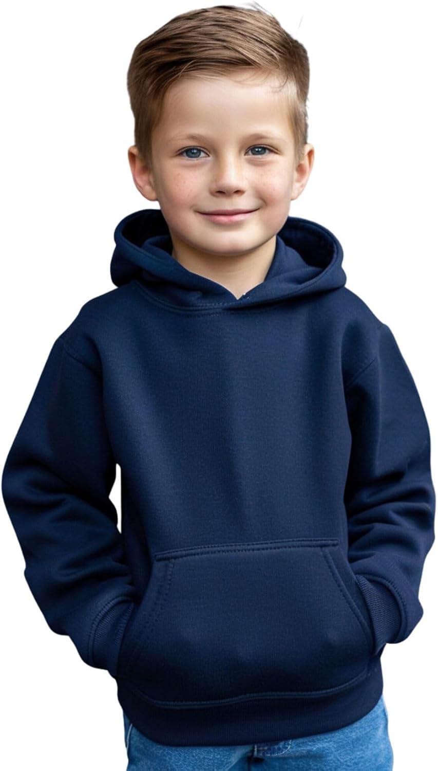 Kids Boys Girls Plain Pullover Hoodie, Sweatshirt, Fleece Hooded Jumper, PE School UNIFORM - BOYS - GIRLS Jumper, Warm Coats Long Sleeve Top New Casual Fashion For Childrens Unisex Age 3-13 Years