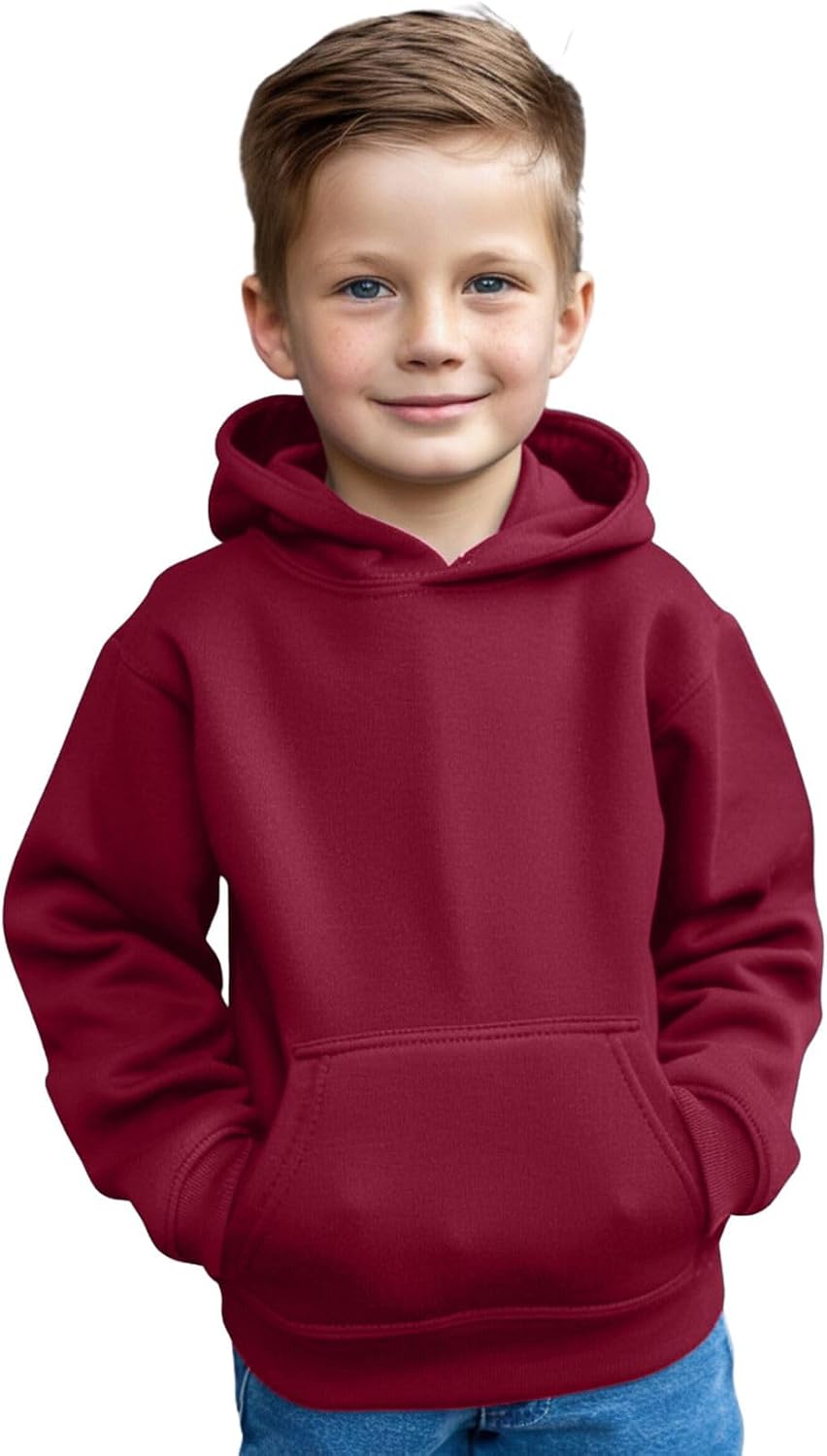 Kids Boys Girls Plain Pullover Hoodie, Sweatshirt, Fleece Hooded Jumper, PE School UNIFORM - BOYS - GIRLS Jumper, Warm Coats Long Sleeve Top New Casual Fashion For Childrens Unisex Age 3-13 Years