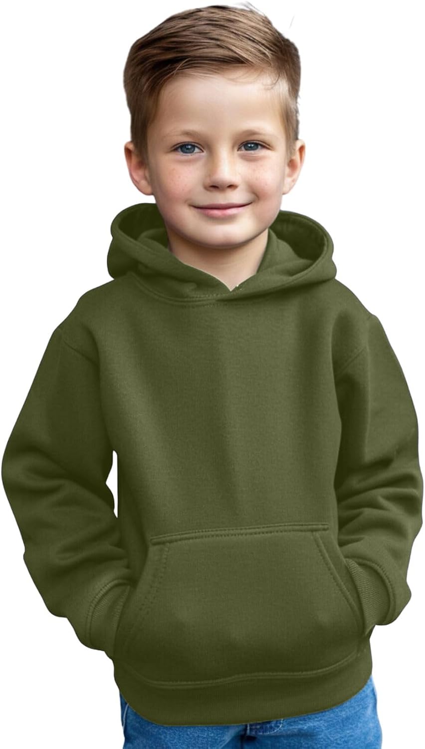 Kids Boys Girls Plain Pullover Hoodie, Sweatshirt, Fleece Hooded Jumper, PE School UNIFORM - BOYS - GIRLS Jumper, Warm Coats Long Sleeve Top New Casual Fashion For Childrens Unisex Age 3-13 Years