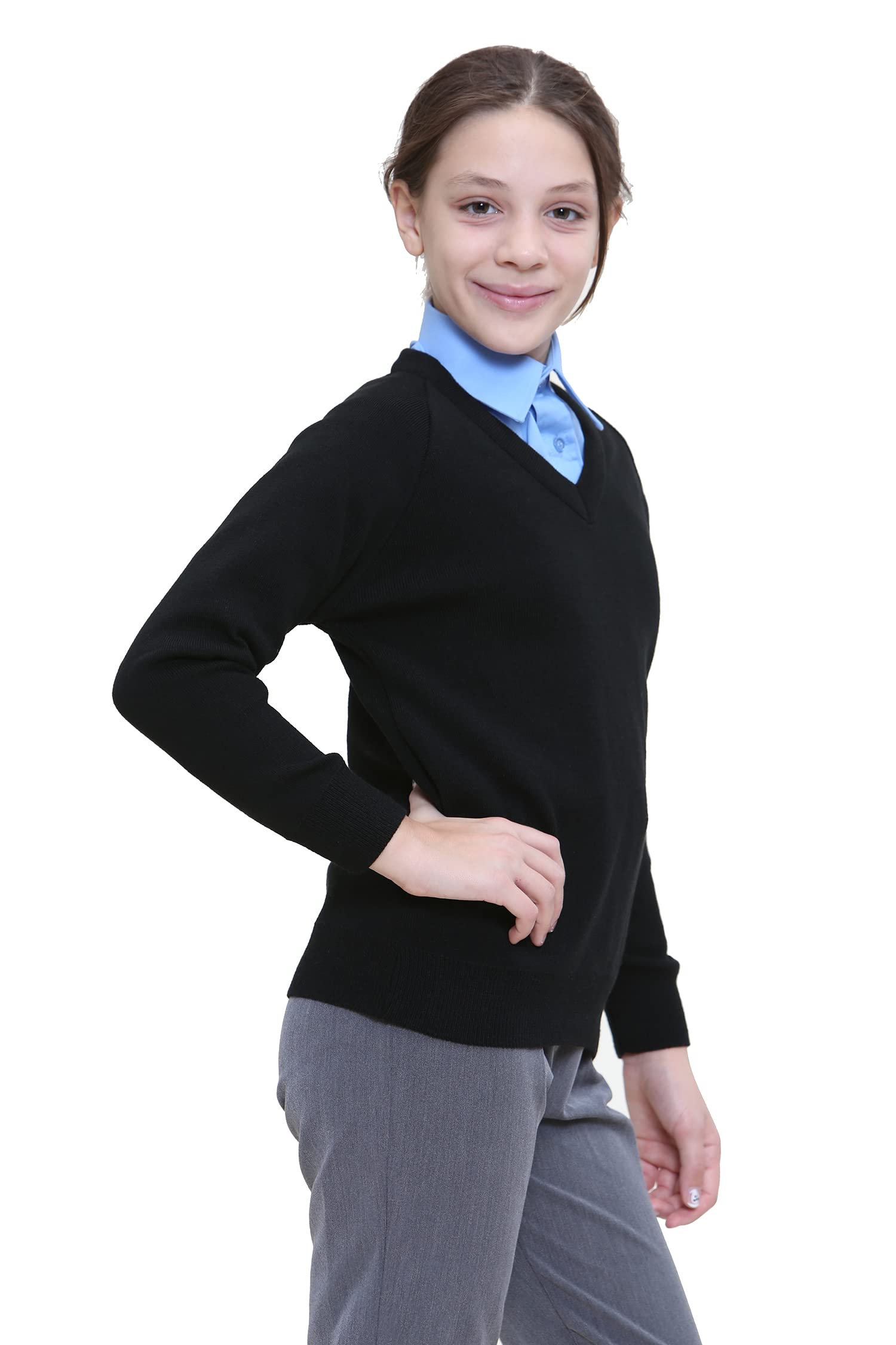 Unisex Knitted uniform Sweater Jumper Full Sleeve Kids Boys Girls Children CEW Neck Jumper