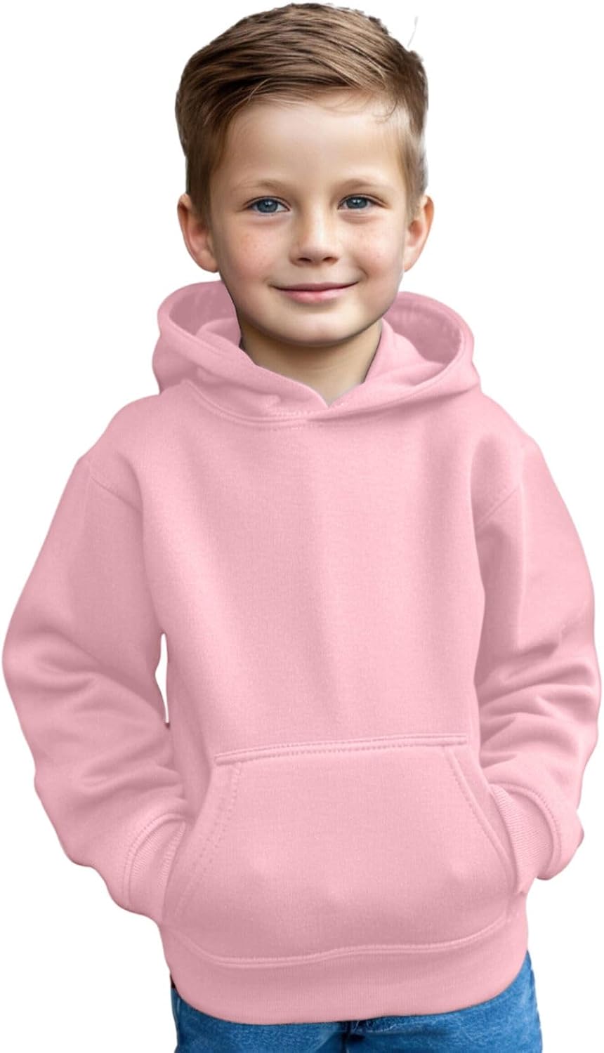 Kids Boys Girls Plain Pullover Hoodie, Sweatshirt, Fleece Hooded Jumper, PE School UNIFORM - BOYS - GIRLS Jumper, Warm Coats Long Sleeve Top New Casual Fashion For Childrens Unisex Age 3-13 Years
