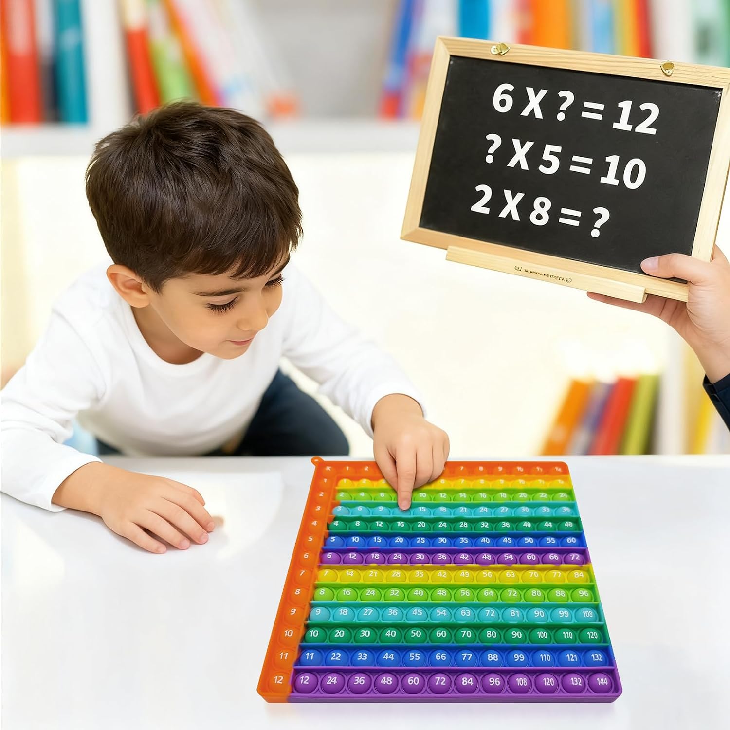 Times Table, 12x12 Multiplication Pop It, Educational Rainbow Fidget Toy, Stress Relief Toy for Teachers And Students Classroom and Home Use