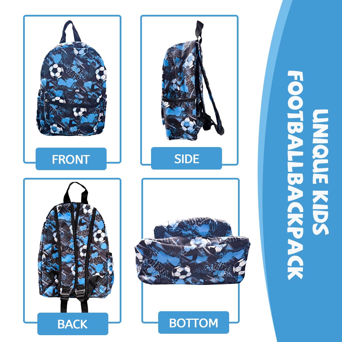 ONLINE ONLY Kids Backpack,3D Football Print School Bags