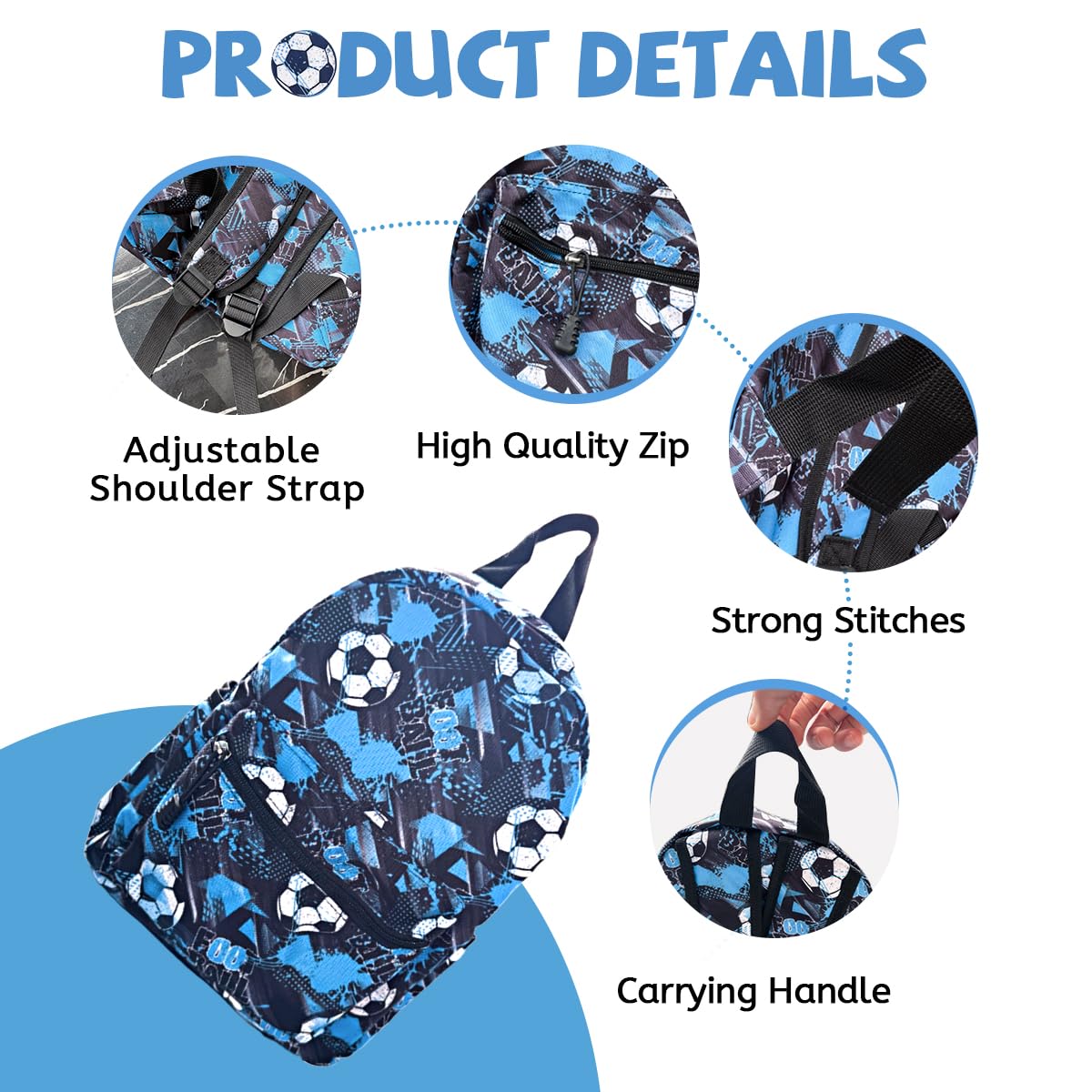 ONLINE ONLY Kids Backpack,3D Football Print School Bags