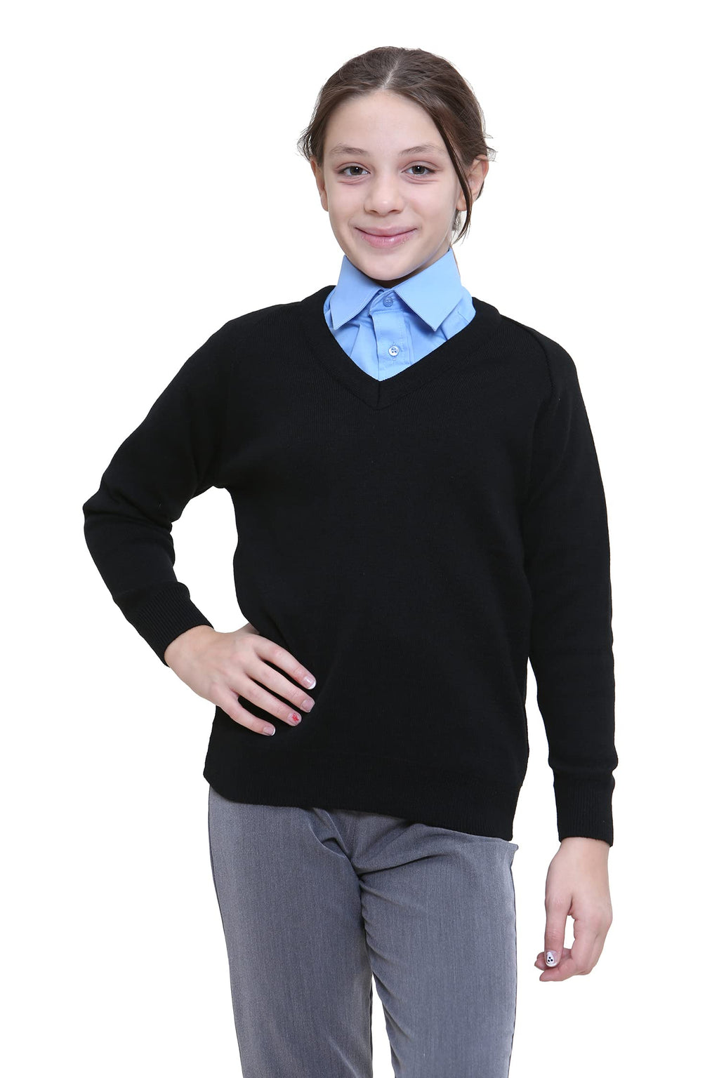 Unisex Knitted uniform Sweater Jumper Full Sleeve Kids Boys Girls Children CEW Neck Jumper