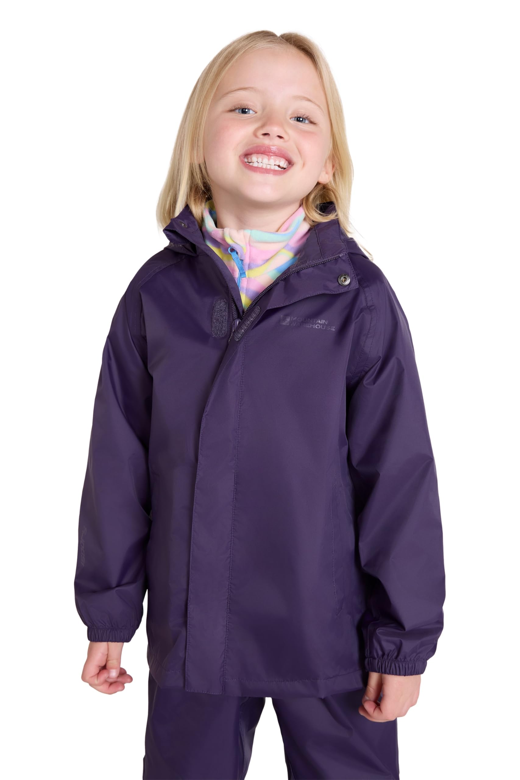 Mountain Warehouse Pakka Kids Waterproof Jacket - Wind Resistant, Lightweight,Breathable Rain Coat for Girls & Boys, Packaway Bag - For Rain, Spring Summer