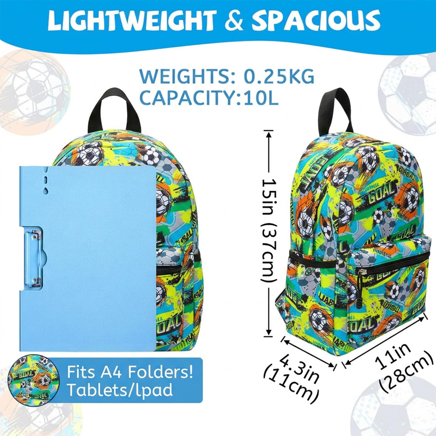 ONLINE ONLY Kids Backpack,3D Football Print School Bags