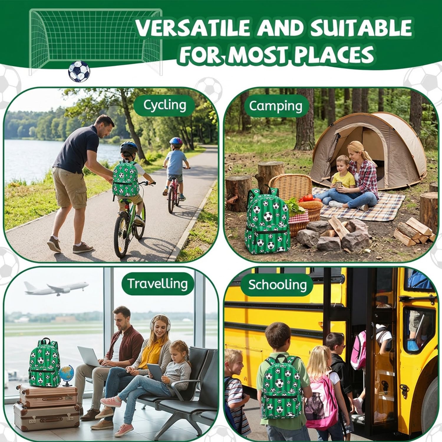 ONLINE ONLY Kids Backpack,3D Football Print School Bags