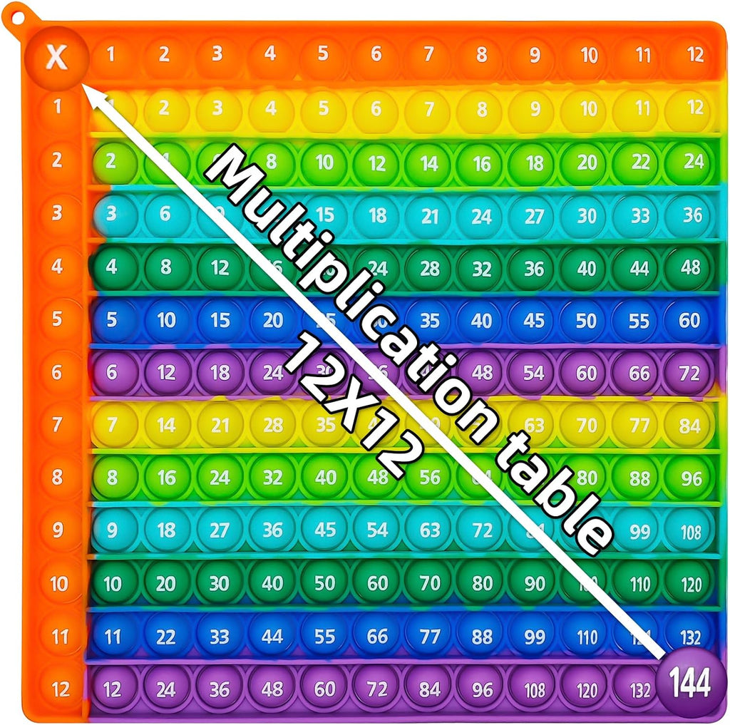 Times Table, 12x12 Multiplication Pop It, Educational Rainbow Fidget Toy, Stress Relief Toy for Teachers And Students Classroom and Home Use