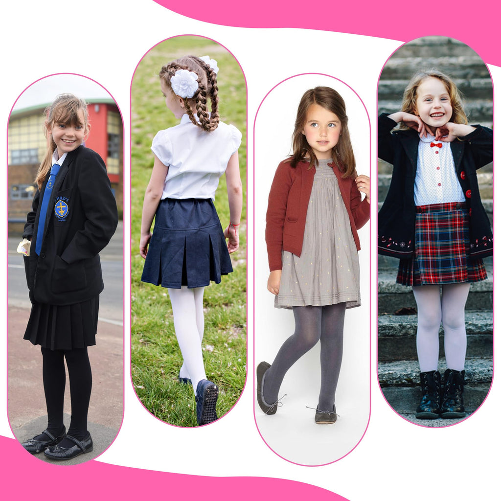 ONLINE ONLY HiFEN® 3 Pairs Girls Cotton Rich Plain Tights Warm Soft Thick Formal Smart Casual Back to School Girl Tights