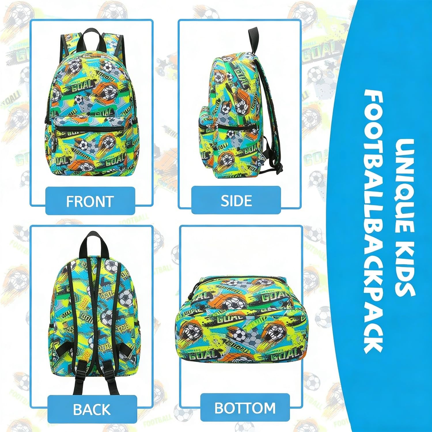 ONLINE ONLY Kids Backpack,3D Football Print School Bags