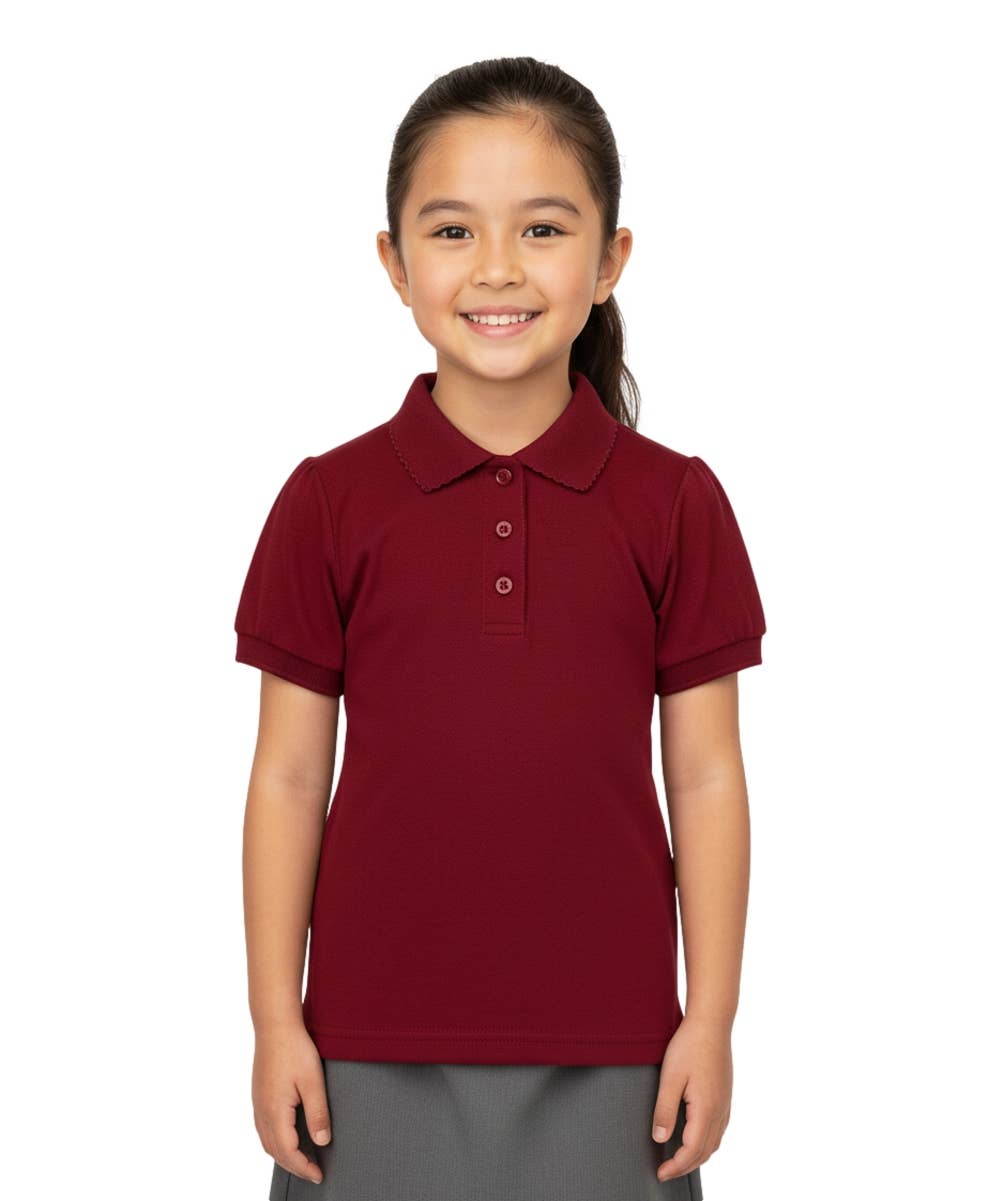 Girl's Uniform Polo Shirt Short Sleeve Size 5-18 Burgundy