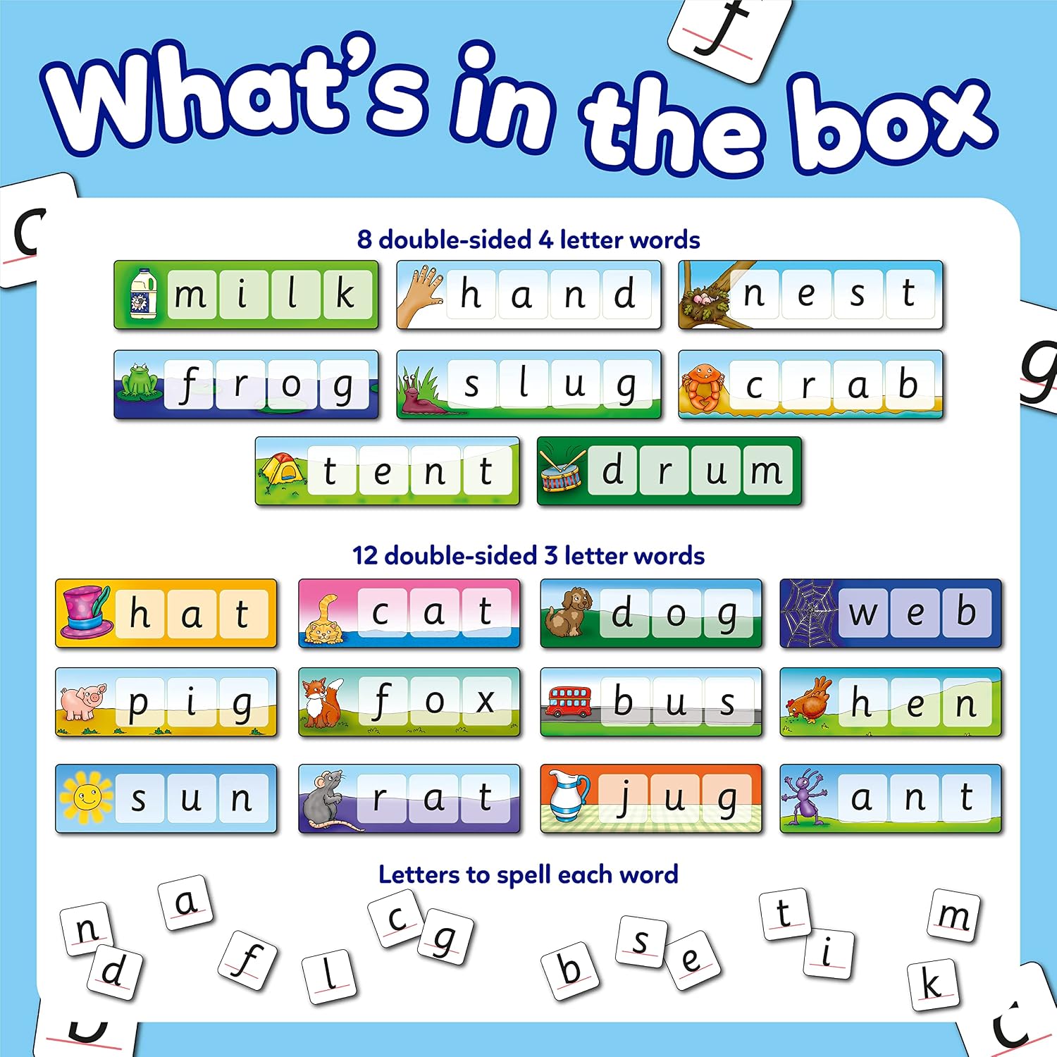 Orchard Toys Match and Spell Game - Kids Learning & Educational Toys with Sight Words & Flash Cards - Alphabet & Spelling Games for 4 Year Olds and Up - Word Building & Phonics Games
