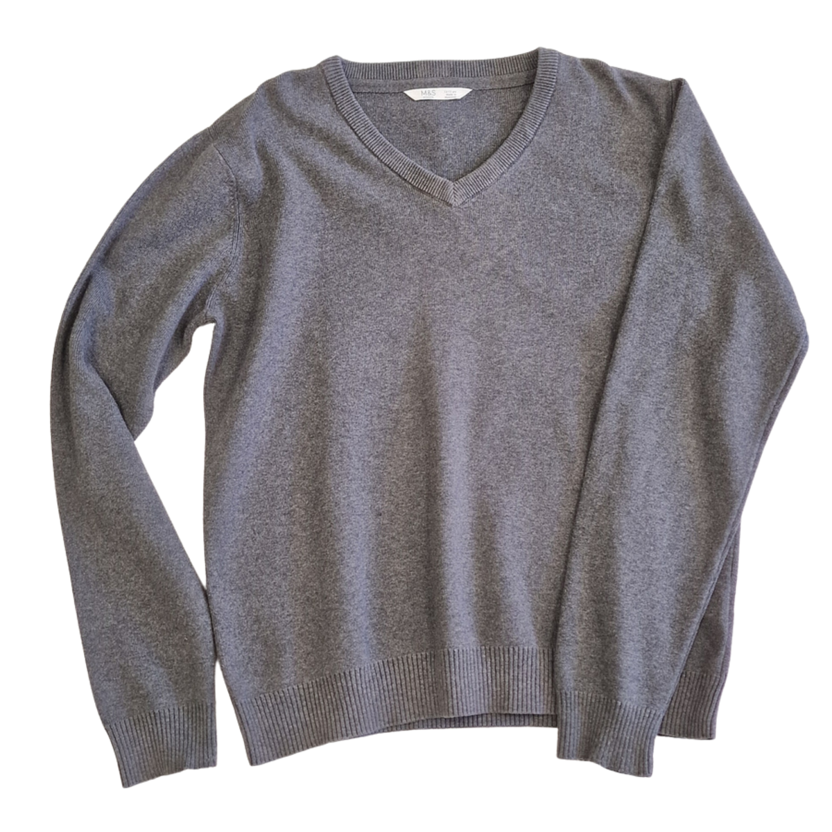 Girls Grey Uniform Jumper – V-Neck Knit – Age 12–13 Years