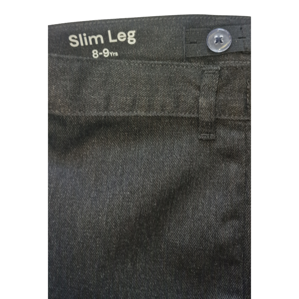 Boys  Dark Grey Uniform Trousers – Reinforced Knees –  Button Adjustable Waist - Slim leg