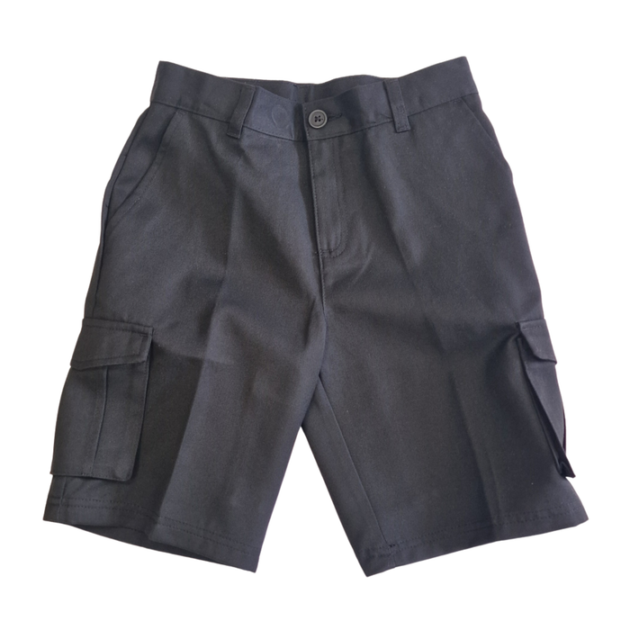 Boys Black Combat-Style Shorts – Utility Pockets – Age 10–11 Years
