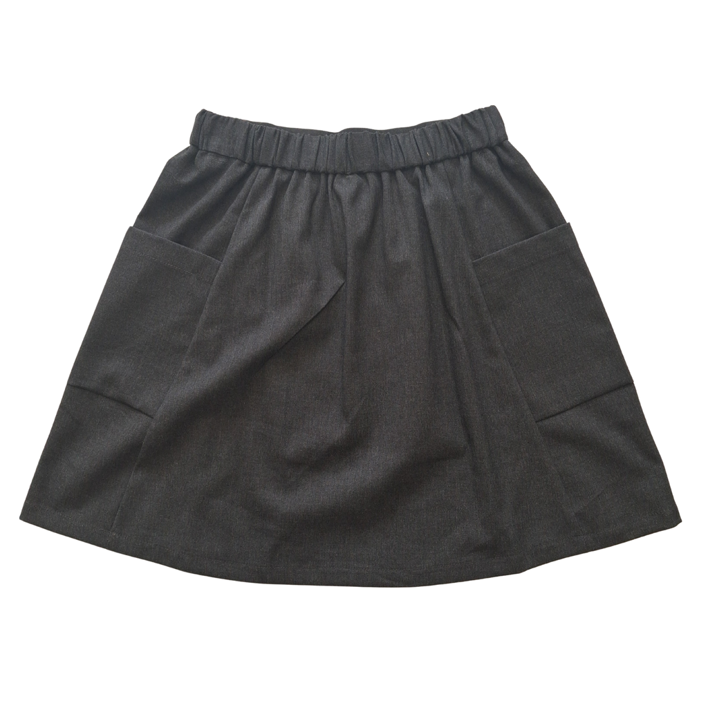 Girls Grey Uniform Skirt – Button Front (decoration only) – Smart School Style – Age 8–9 Years
