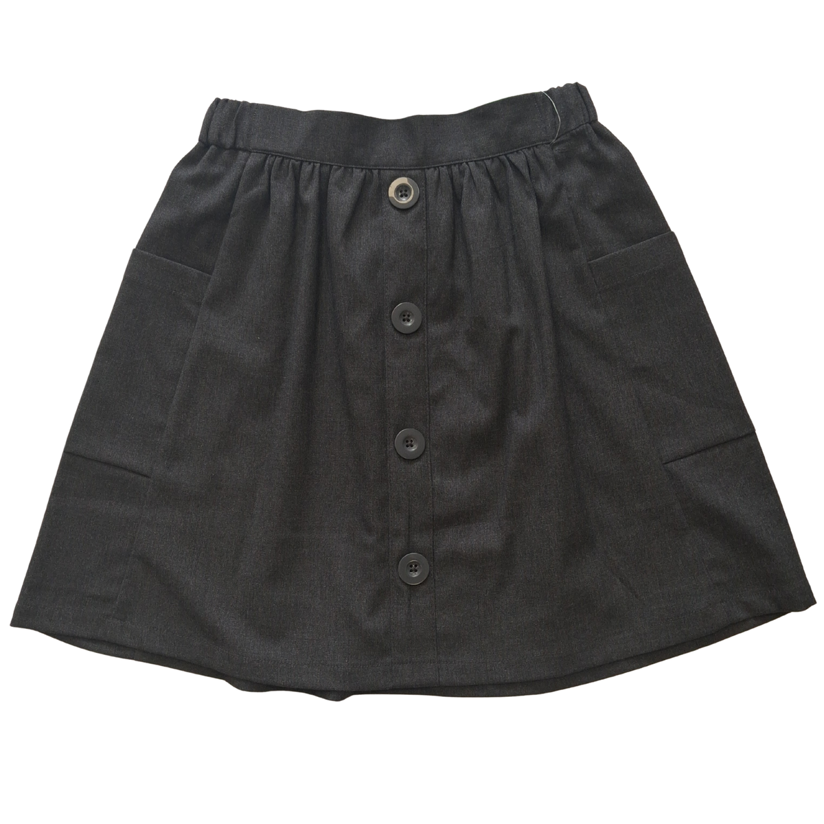 Girls Grey Uniform Skirt – Decorative Button Front – Age 8–9 Years