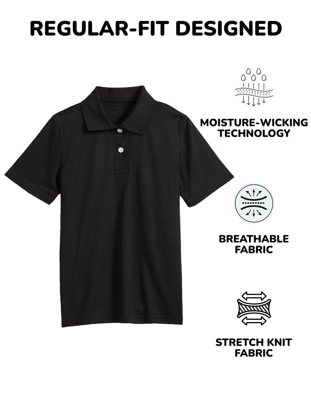 Boy's Moisture Wicking Short Sleeve Polo Shirt ( Sizes 4-20)