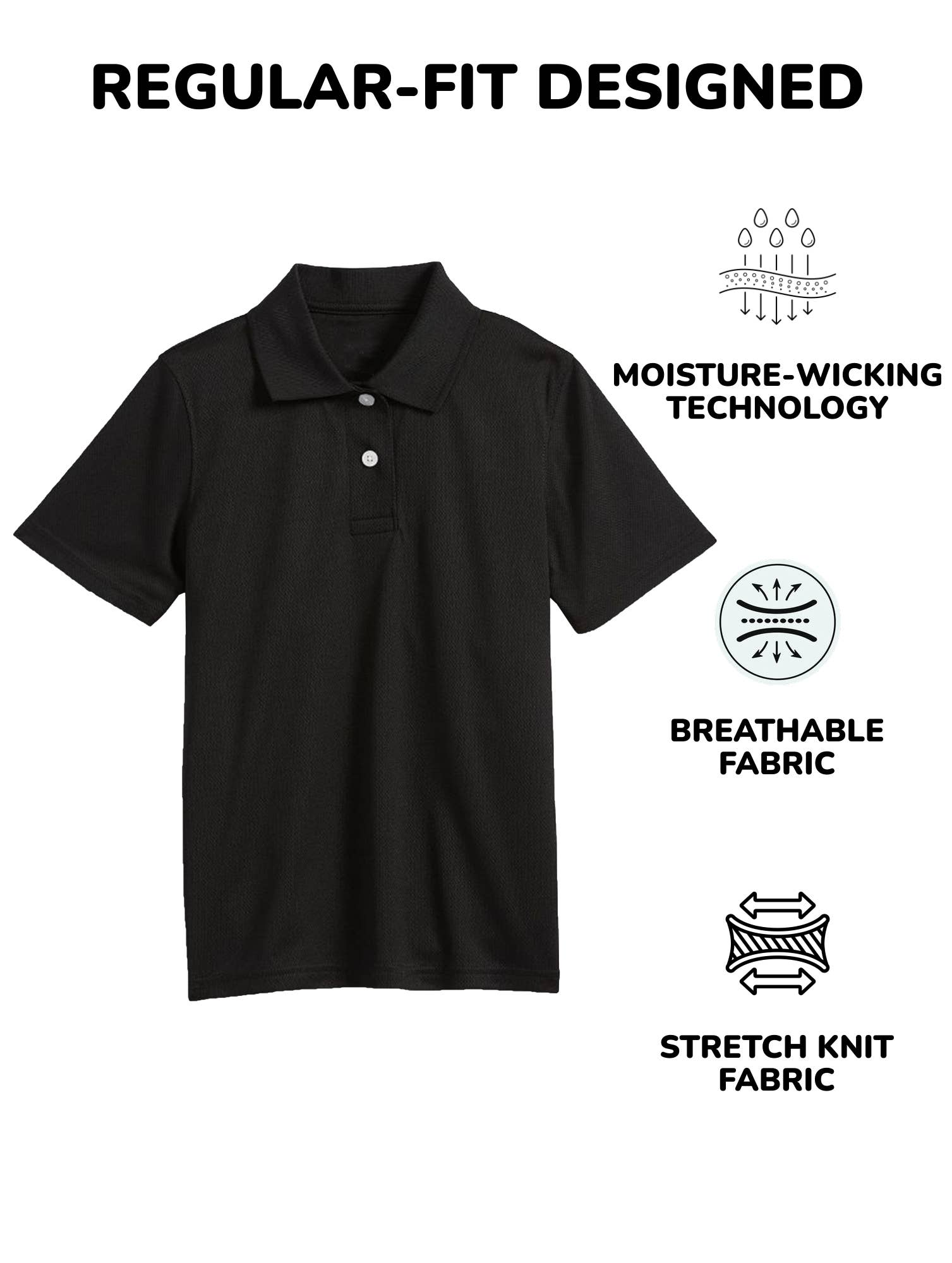 Boy's Moisture Wicking Short Sleeve Polo Shirt ( Sizes 4-20)