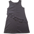 Girls Black Sleeveless Dress – Ruffle Front – Soft Stretch Fabric