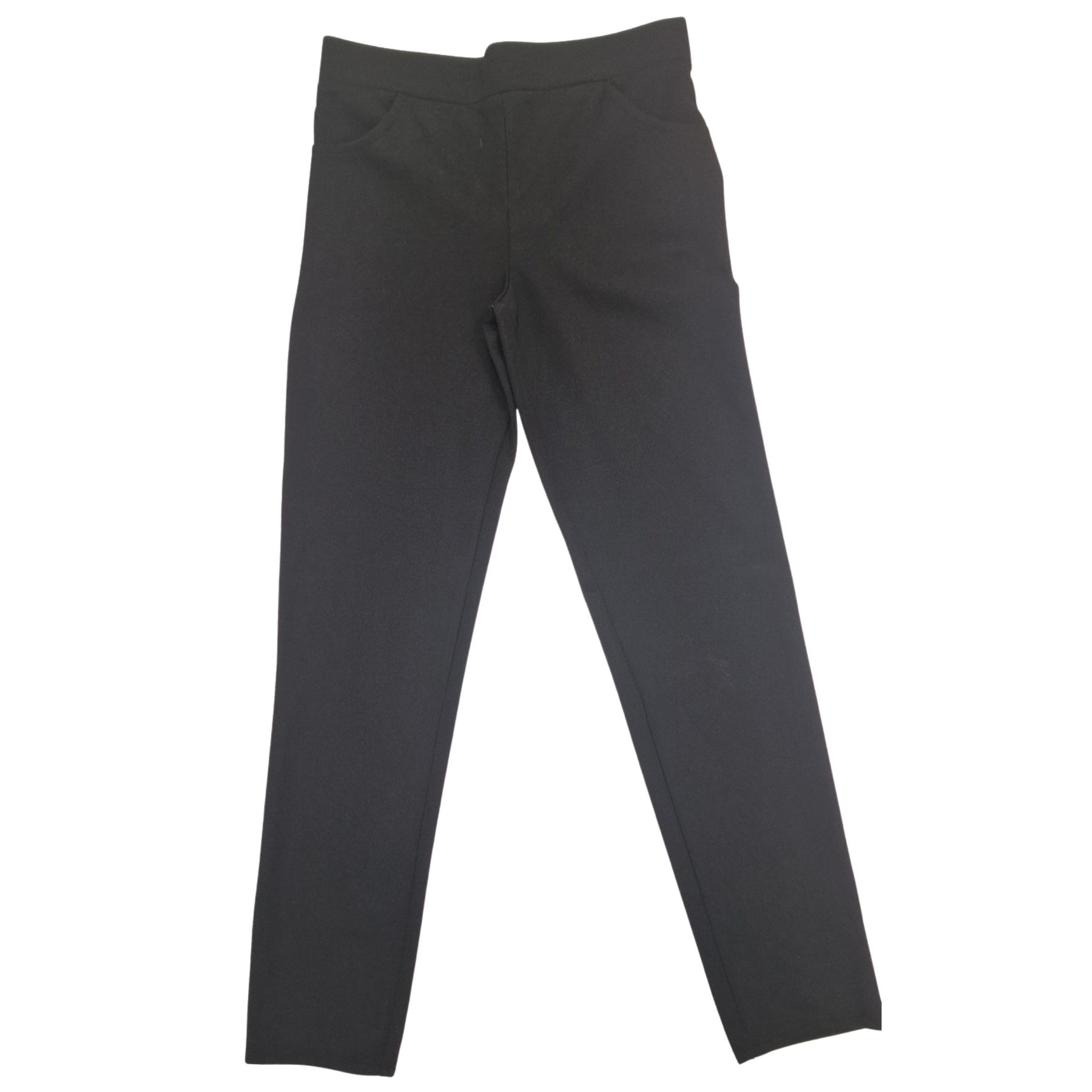 Girls Black Slim-Leg Pull-On School Trousers