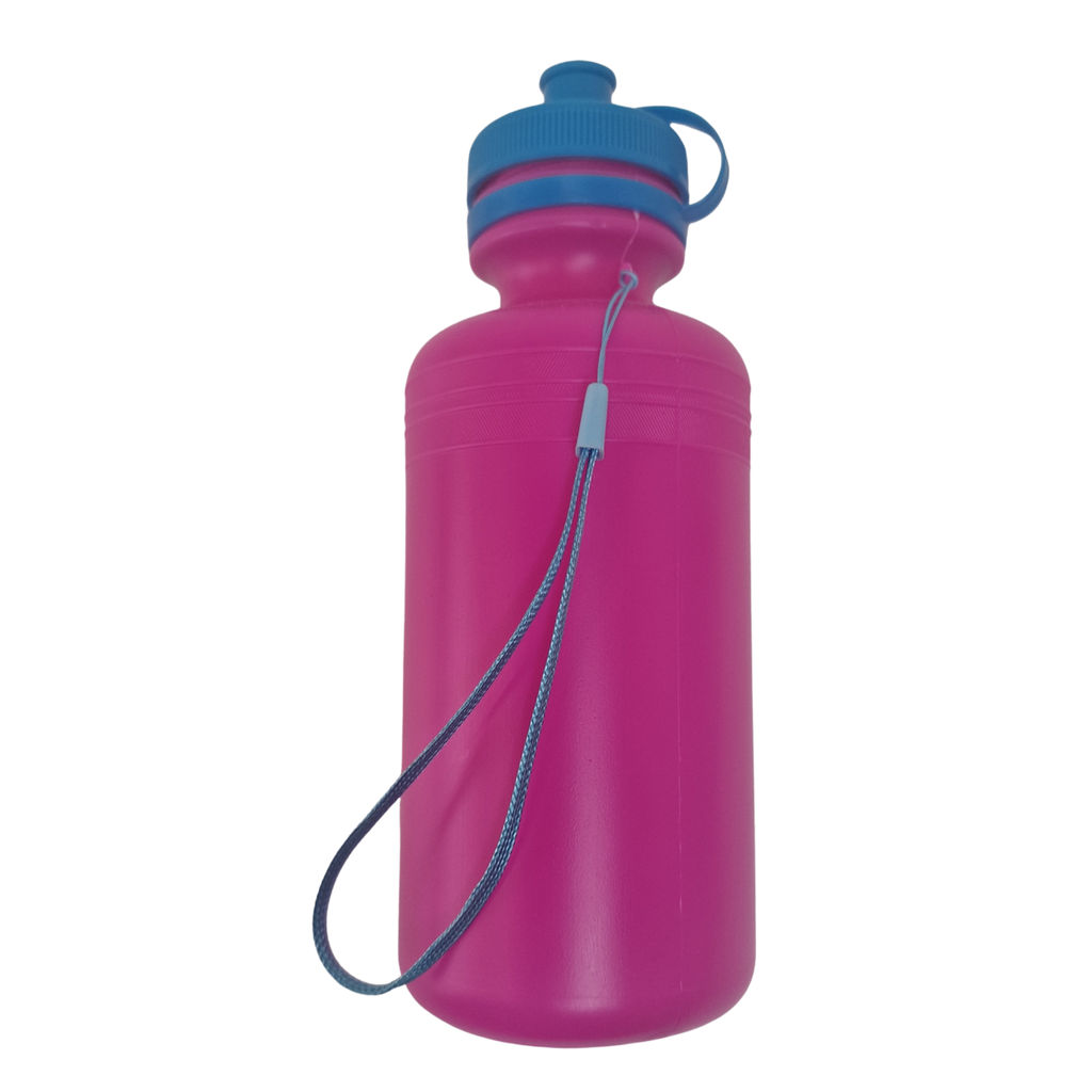 Blue Water Bottle with Pink Lid – Lightweight Kids Drink Bottle – School & Sports accessories
