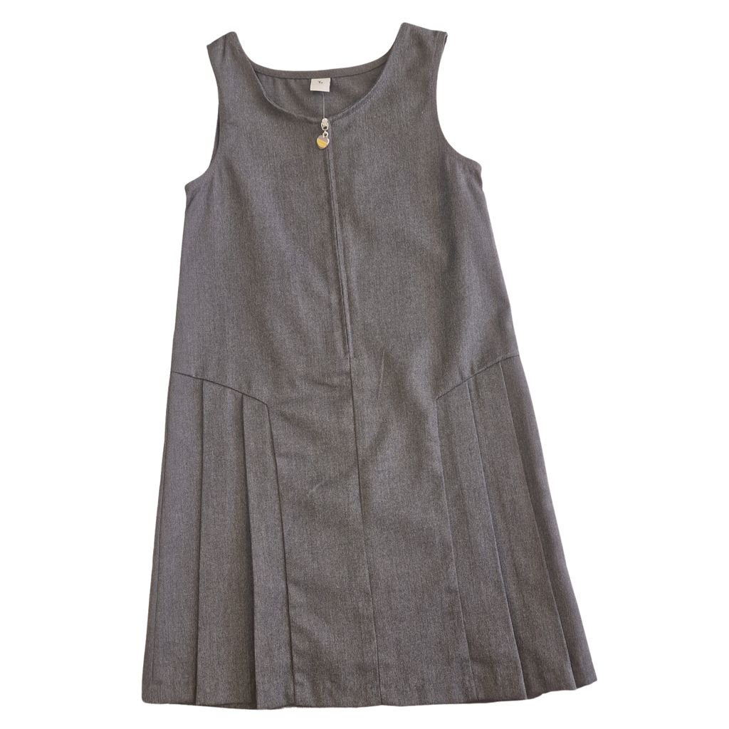 Girls Grey Uniform Pinafore – Zip Front – Smart School Style – Age 9 Years