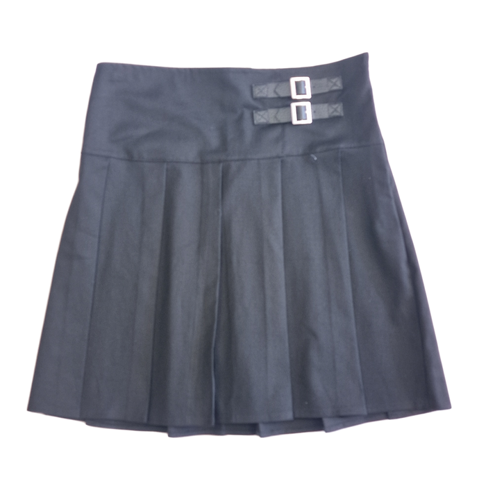 Girls Black Uniform Skirt – Pleated with Buckle Detail